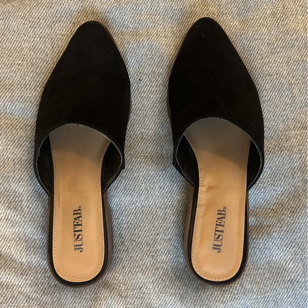 JustFab Black Mules
